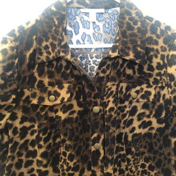 M Collection Leopard Print 3/4 Sleeve Blouse - Picture 5 of 16